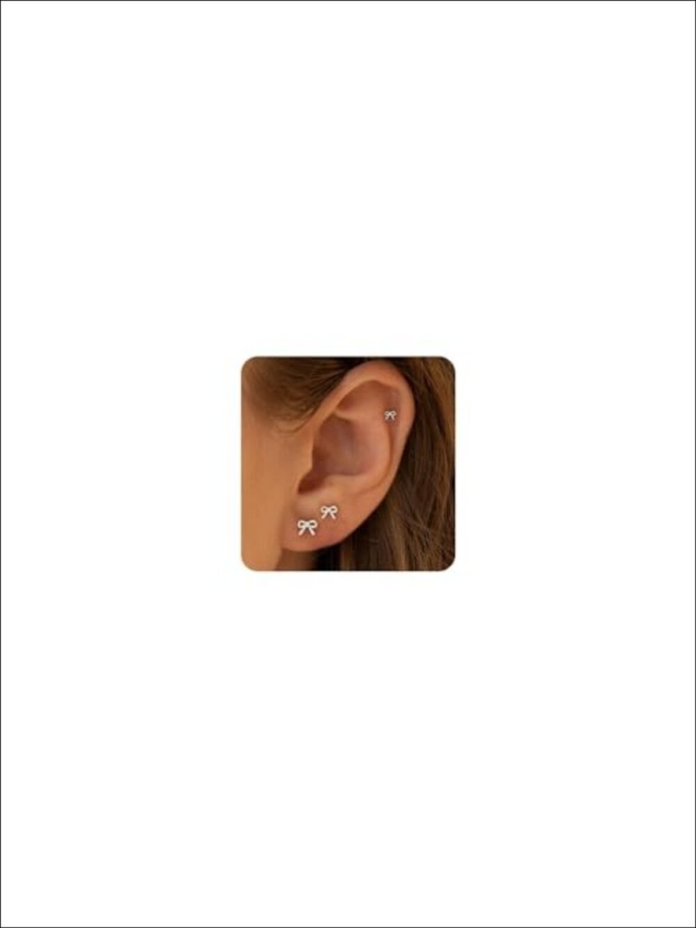 Tiny Flat Back Stud Earrings 14K Silver Plated Hypoallergenic Cartilage Set